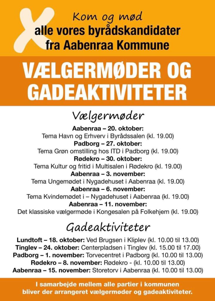 Vælgermøder og gadeaktiviteter i Aabenraa Kommune
